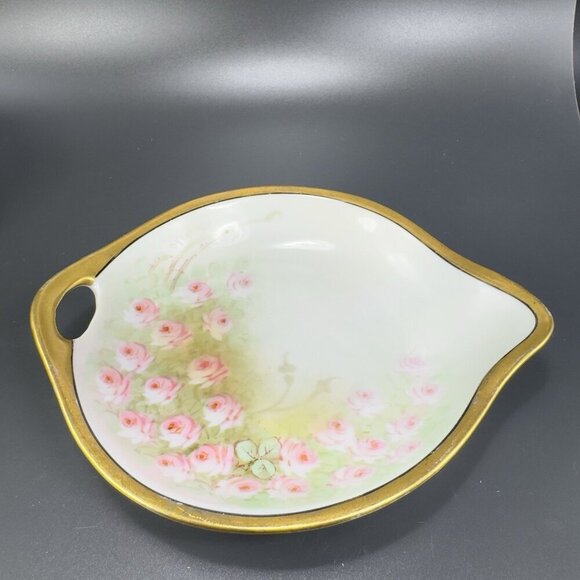 1960s German Porcelain Hand Painted Dish Plate With Handle Artist Signed Vintage - Picture 9 of 13